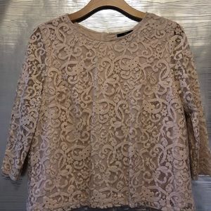 H&M Cream Lace 3/4 Sleeve Top